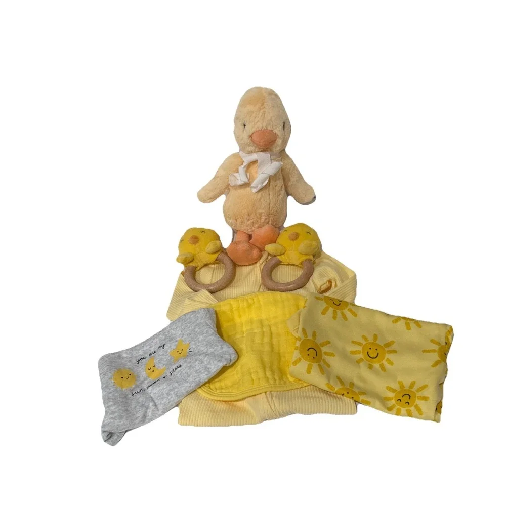 Baby Shower Bath Time New Baby Gift, Rubber Ducky Themed Filled Newborn Bathtub